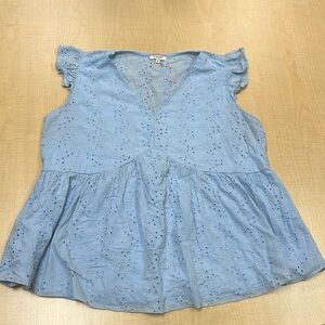 Light blue v-neck top